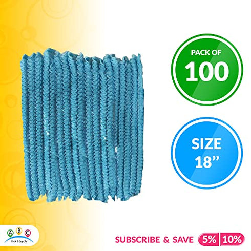 ABC Blue Polypropylene Beard Covers 18 Inch, Pack of 100 PP Disposable Beard Guards, Pleated Industrial Grade Beard Net Protectors, Beard Hair Nets, Facial Lightweight Hair Covering for Food Service