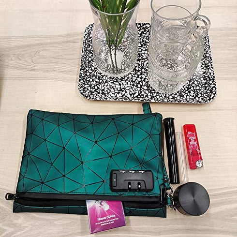 Smell Proof Bags with Combination Lock, 6"x 9" Smell Proof Pouch Container, Odor Proof Stash Bag for Travel - Keeps Scents Locked - Hide Odor and Scent?Green?