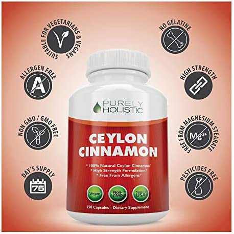 Ceylon Cinnamon Capsules 1500mg ? 150 Cinnamon Capsules Vegetarian & Vegan - 75 Day Supply (25% More) ? True Sri Lanka Ceylon Cinnamon Supplement