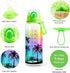 Cute Water Bottle with Straw for Women Teen Girls, BPA FREE Tritan & Leak Proof One Click Open Flip Top & Easy Clean & Soft Carry Loop, 30oz / 900ml (Coconut Tree)
