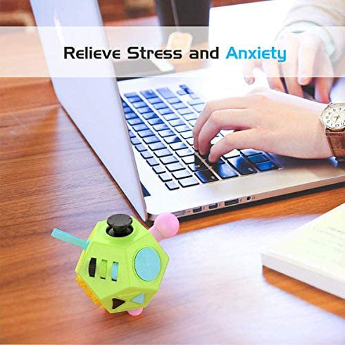 UOOEFUN Sensory Fidget Toy,Dodecagon 12 Sided Fidget Cube Dice Relief Stress,Anxiety,Calming and Focus for Kids with ADD, ADHD, OCD, Autism by (Green / B1)