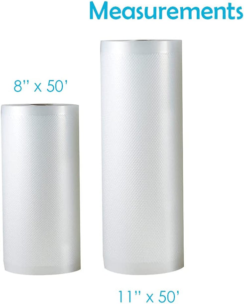 Houseables Vacuum Sealer Bags, Sous Vide Rolls, Two (2), Combo, 8 Inch/11 Inch x 50 Ft, Commercial Grade Plastic, Food Vac Storage & Seal, Airtight Vacume Saver, Microwave & Freezer Safe, Store A Meal