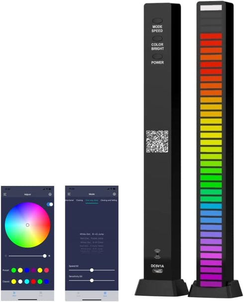 Voice Control Wireless Stereo Music Spectrum LED Light Audio Level Indicator Pickup Rhythm for Car Player Atmosphere Bedroom Ambient Lighting (40 LED Black)