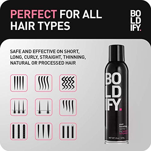 Boldify Spray Root Booster - Volumizing Mousse for Fine Hair - Root Lifter Hair Products , Texture Spray Hair Styling Products for Root Boost & Volume , Stylist Recommended - 8oz