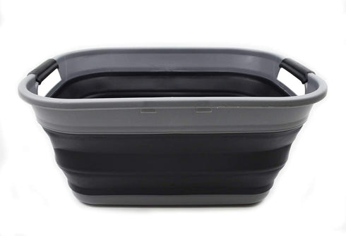 SAMMART 17.5L (4.6 Gallon) Small Collapsible/Foldable/Pop Up/Portable Washing Tub, Water Capacity 13.5L (1, Grey/Black)
