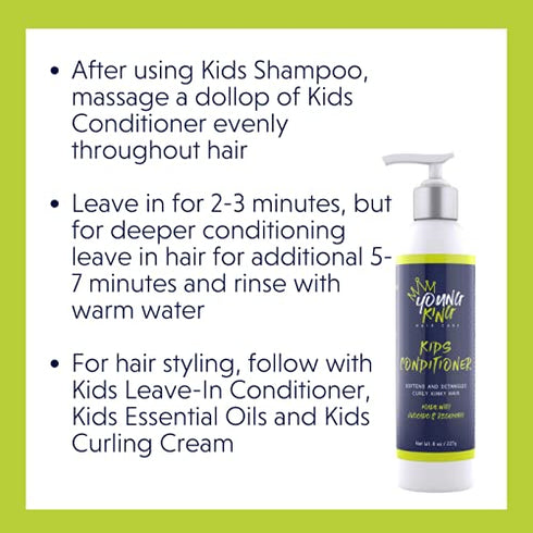 YOUNG KING HAIR CARE Kids Conditioner For Boys | Soften, Nourish and Detangle Natural Curls | Plant-Based and Harm-Free | 8 oz