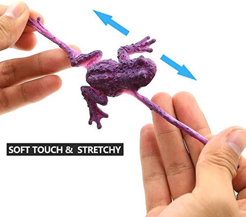 ValeforToy Frog Toys,12 Pack Mini Rubber Frog Sets,Super Stretches Material TPR with Gift Bag, Realistic Frog Figure Toys for Boy