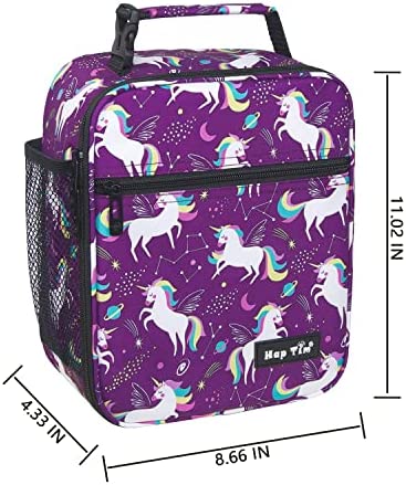 Hap Tim Kids Lunch Box for Girls Boys, Reusable Lunch Bag for Kids, Spacious Lunchbox, Insulated Lunchbag Purple Unicorn(18654-PP)