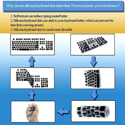 Silicone Keyboard Cover Skin for Logitech K120 & MK120 Ergonomic Desktop USB Wired Keyboard Waterproof Protector Accessories (Black)