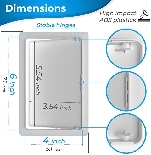 Access Panel for Drywall - 4 x 6 inch - Wall Hole Cover - Access Door - Plumbing Access Panel for Drywall - Heavy Durable Plastic White
