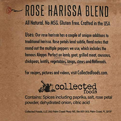 Premium Rose Harissa Spice: A beautifully crafted blend of peppers and organic rose petals - Exclusive small batch blend - 2 oz (1 Package)