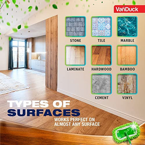 VanDuck Dust Mop Refill Compatible with Swiffer Sweeper Mop (2 Pack) - Microfiber Pet Heavy Duty Dry Cloth Refills - Reusable Mop Pad (Mop is Not Included)