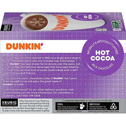 Dunkin' Milk Chocolate Hot Cocoa, 10 Keurig K-Cup Pods