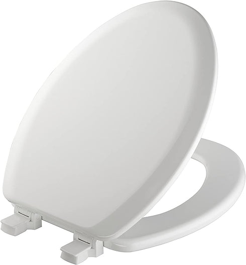 MAYFAIR 1841EC 000 Cameron Toilet Seat will Never Loosen and Easily Remove, ELONGATED, Durable Enameled Wood, White