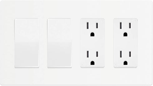 ENERLITES - SI8834-W-STICKER Screwless Decorator Wall Plates Child Safe Outlet Covers, Size 4-Gang 4.68" H x 8.30? L, Unbreakable Polycarbonate Thermoplastic, SI8834-W, Glossy, White
