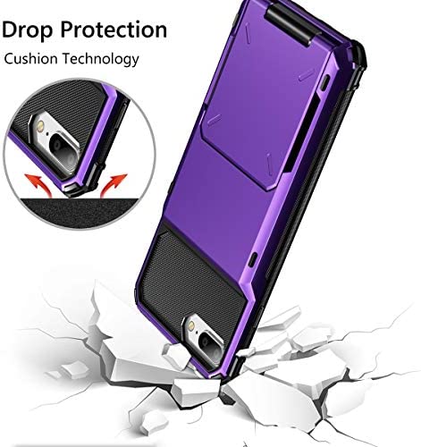 Vofolen Case for iPhone 8 Plus Case Wallet Card Holder ID Slot Scratch Resistant Dual Layer Protective Bumper Rugged TPU Rubber Armor Hard Shell Cover for iPhone 6 Plus 6s Plus 7 Plus 8 Plus (Purple)