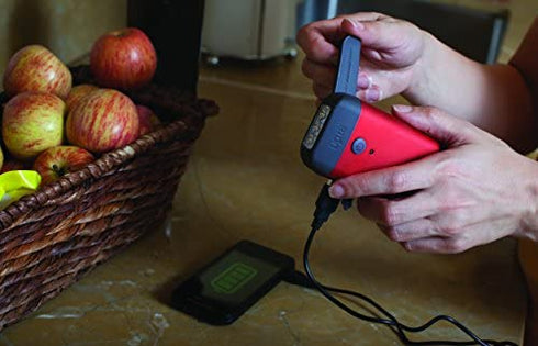 Eton American Red Cross Crank-Powered Clipray Clip-On Flashlight & Smartphone Charger, Red