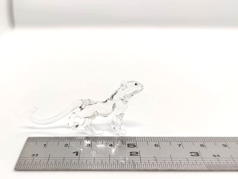 Sansukjai Rare Tiger Tiny Micro Crystal Figurines Hand Blown Clear Glass Art Wild Animals Collectible Gift Home Decor