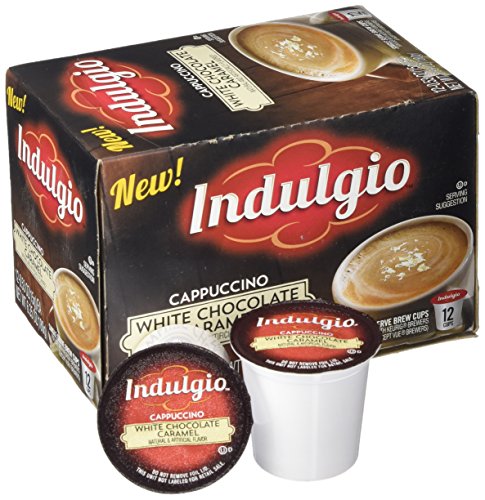 Indulgio Cappuccino, White Chocolate Caramel, 12-Count Single Serve Cup for Keurig K-Cup Brewers