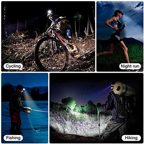 Headlamp Rechargeable, Briignite 8 LED Headlamp Flashlight, 6 Mode USB Rechargeable Headlamp, 5000LM Super Bright Head Light, Waterproof, 270°Wide Beam, Outdoor Hiking, Cycling, Fishing, Camping Gear