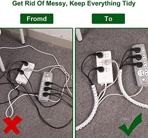 TITACUTE Cable Tube Organizer, Coiled Tube Sleeve Cable Wrap Spiral Wire Sleeves Cable Management with Cord Cover Clips for TV PC Computer Home Entertainment Wall White