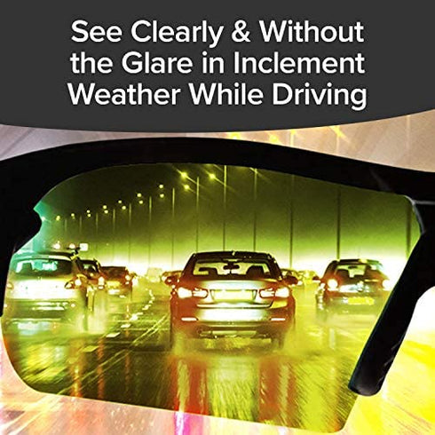 Battlevision Polarized Sport Vision Glasses for Driving at Night Protect Eyes from Blinding Headlight Glare, Green Lenses, 6 in