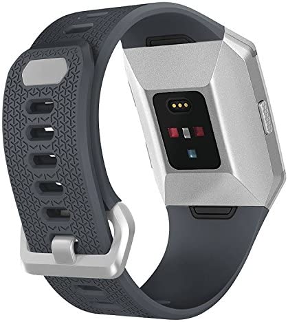 SKYLET Compatible with Fitbit Ionic Bands for Men Women, 3 Pack Soft Sport Replacement Wristbands Compatible with Fitbit Ionic Smart Watch with Buckle(Black, Slate, Gray Small)