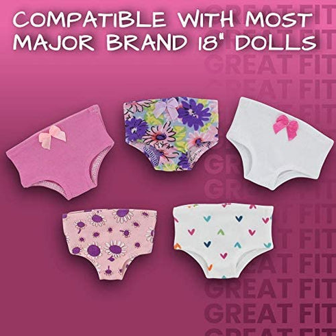 PZAS Toys 18 Inch Doll Underwear- 5 Piece Doll Underwear Set Fits American Girl Doll and Similar