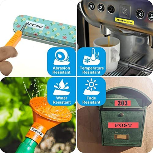 Anycolor 6-Pack Compatible Dymo D1 Label Tape 1/2" Replacement for DYMO Label Maker Refills D1 45013 45010 45016 45017 45018 45019 Label Cartridge Use for DYMO LabelManager 160 280 PnP 360D 210D 420P