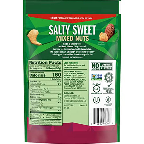 Emerald Nuts, Salty Sweet Mixed Nuts, 5.5 Oz