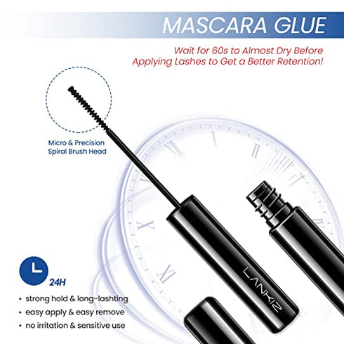 LANKIZ DIY Lash Extension Kit, 20D Faux Mink Individual Lashes,Cluster Lashes Glue,Lash Tweezers,8-14mm Mix Self-application Eyelash Extension at Home