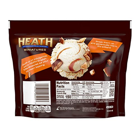 HEATH Miniatures Milk Chocolate English Toffee Candy Bars, Valentine's Day, 10.2 oz Share Pack