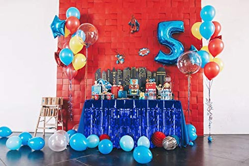 Treasures Gifted Solid Metallic Royal Blue Table Skirt Pack of 2 Shiny Table Fringe for Christmas Unicorn Shark Birthday Graduation Disco Baby Shower New Years Eve Party Decorations