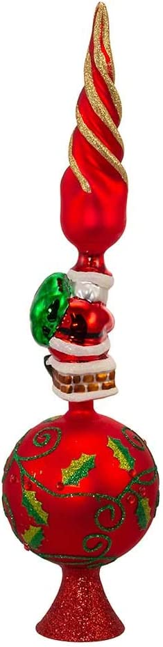 Kurt Adler Glass Santa Claus Design Treetop, 16-Inch