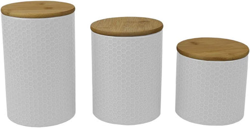 Home Basics Ceramic Canister (Small, White Honeycomb)