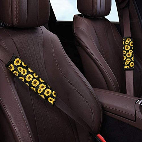 PZZ BEACH Comfy Durable Butterfly Steering Wheel Cover for Women with Cute Seat Belt Pads Car Accessories for Women,Blue Set of 3