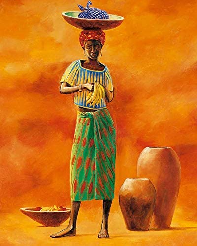 Ethnic Ancient Tribal Retro Style Wall Art Painting Prints Aesthetic African American Themed Black Woman Wall Artworks for Home Decor Girls Bedroom Bathroom Canvas Wall Poster, Set of 4 (8"X10" Unframed )