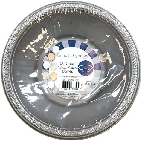 Hanna K. Signature Collection Bowls-15oz | Silver | Pack of 50 Plastic Bowl, 15 oz
