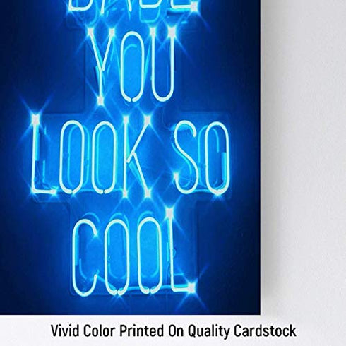 Blue Neon Wall Collage Kit Aesthetic Pictures, Aesthetic Room Decor, Bedroom Decor for Teen Girls, Wall Collage Kit, VSCO Room Decor, Photo Wall, Aesthetic Posters, Collage Kit