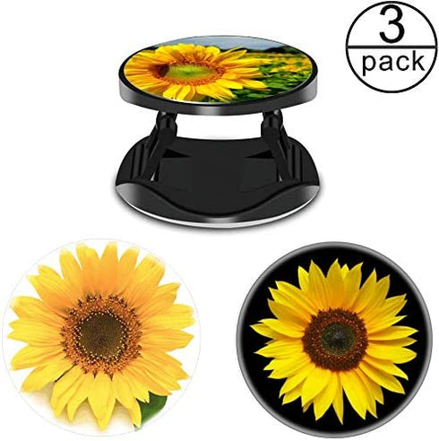 (3 Pack) Cell Phone Holder Sunflower Orange Expanding Grip Stand Finger Kickstand for Smartphone and Tablets