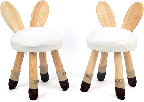 Toddler Chair Cushion & feet Covers Set, Bunny White, Washable, Memory Foam, for Wooden Toddler Chair