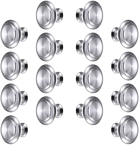 Bememo 24 Pack Silver Cabinet Knobs Kitchen Round Drawer Dresser Handles Kitchen Cabinet Round Pulls Hardware 1.06 x 0.79 Inch