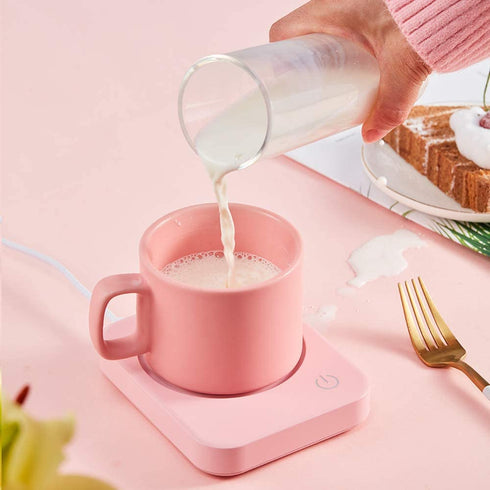 Coffee Mug Warmer, VOBAGA 4 Hours Auto Shut-Off Coffee Warmer Plate for Office Home Desk Use with 3 Temperature Settings, Electric Cup Warmer for Cocoa,Tea, Milk, Water, Pink (No Cup)