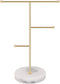 Hileyu Jewelry Stand Display Necklace Holder T-Bar Plated Metal Tabletop Jewelry Organizer Tower for Hanging Pendant Earring Bracelet Rings Accessories (Gold)