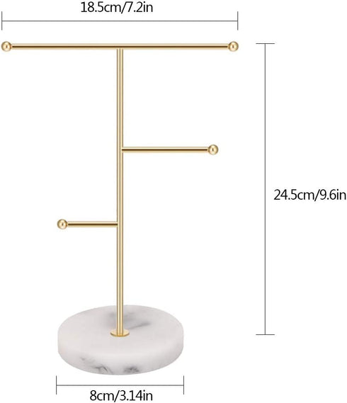Hileyu Jewelry Stand Display Necklace Holder T-Bar Plated Metal Tabletop Jewelry Organizer Tower for Hanging Pendant Earring Bracelet Rings Accessories (Gold)