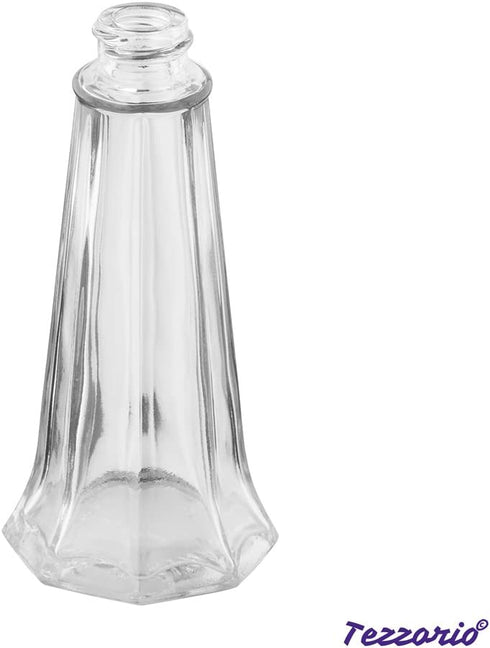 (Set of 12) 1 oz. Tower Salt and Pepper Shakers, Tall Glass Body Mini Salt and Pepper Shakers for Restaurant by Tezzorio