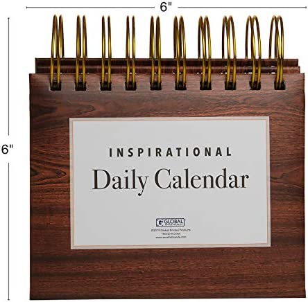Motivational & Inspirational Perpetual Daily Flip Calendar with Self-Standing Easel (Woodgrain)