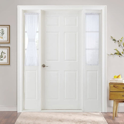 PONY DANCE Sidelight Door Sheers - Window Curtains Voile Side Light Sheers Door Panel Short Voile Drape for Glass Door with Tieback, W30 XL 40", Set of 1 Piece, White
