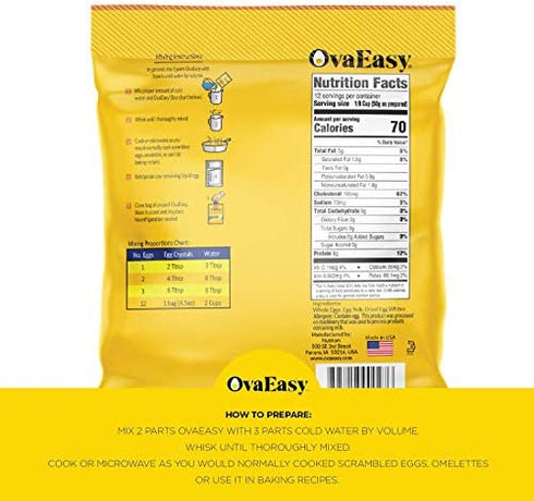 OvaEasy Dehydrated Egg Crystals – 4.5oz. (128g) Bag – Powdered Eggs Made From All-Natural Ingredients – Easy-To-Prepare Egg Powder – Dehydrated Food Perfect for Camping & Backpacking