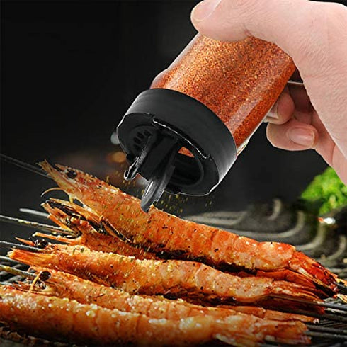 Set of 12Pcs Empty Plastic Spice Jars, 3.3 Fluid Ounces/100ml Spice Containers for Storing BBQ Seasoning Salt Pepper,Glitter Shakers Bottles (Black)